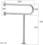 Stainless Steel Bathroom Safety Grab Bar with Floor Support